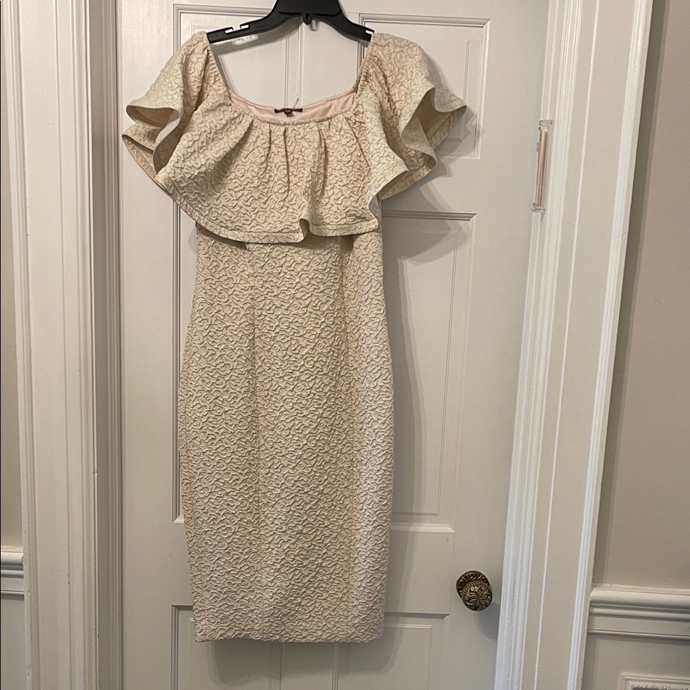 Alberto Makali Shimmery Dust Rose textured Ruffle Midi Dress